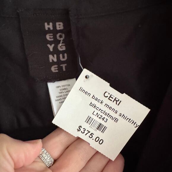 ❌SOLD❌ Heyne Bogut Black Button Front Hand Dyed Tunic Blouse Raw Hem Oversized - Picture 3 of 7